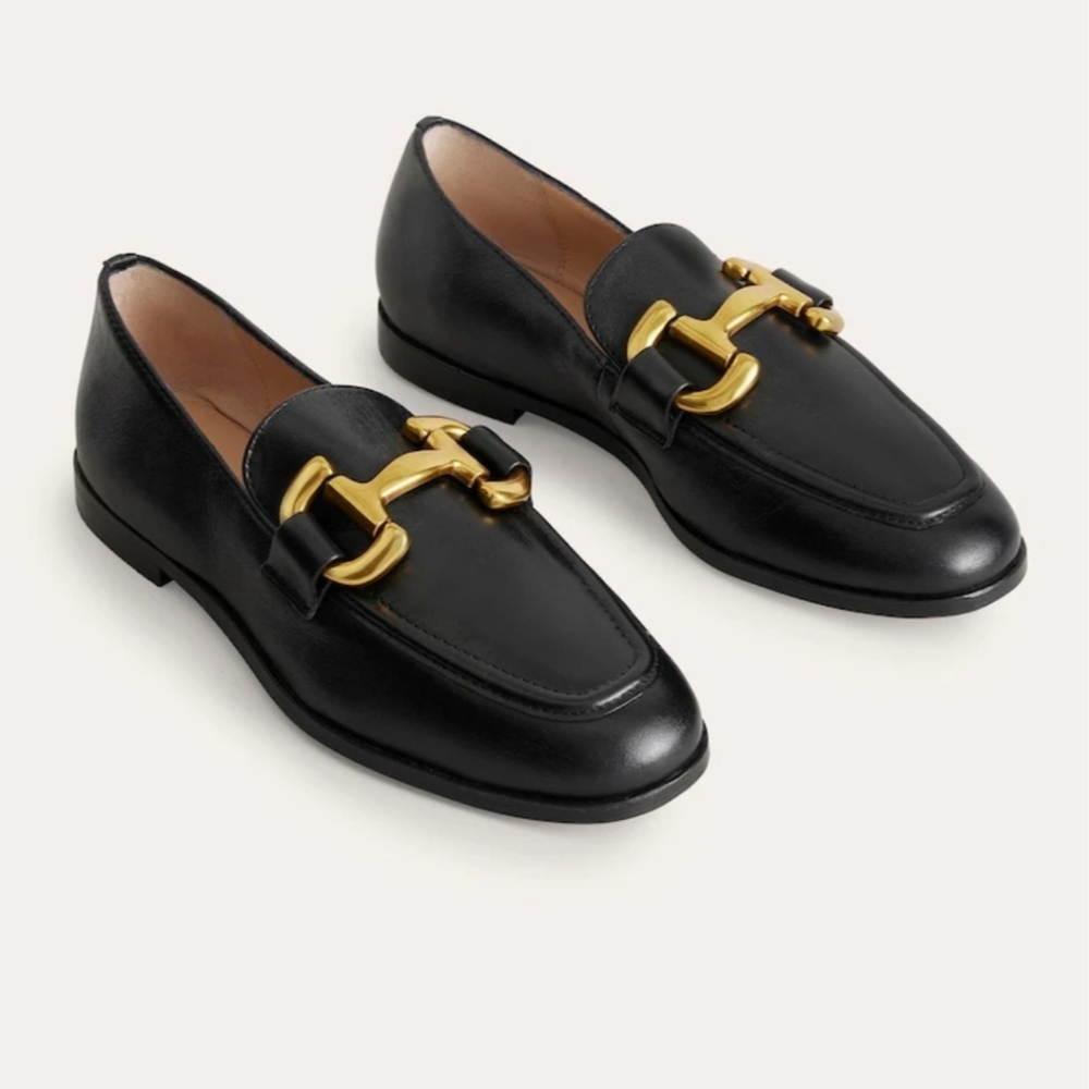 Boden Black Flats with Gold Accent Iris Snaffle